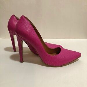 Bright Pink Snake Pattern High Heels